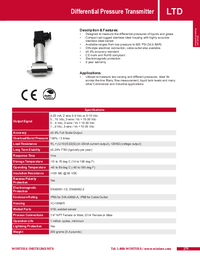 Thumbnail of document Data Sheet - LTD Differential Pressure Transmitter
